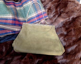 Vintage Handbag, Suede Handbag, Green Handbag, Vintage Clutch, Handbag, Clutch, Suede Clutch, Gifts for Her, Birthday Gift