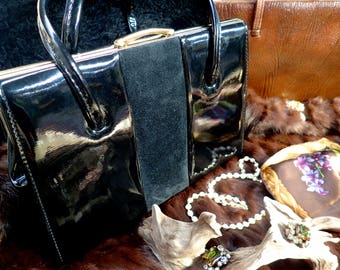 1970's Black Top Handtas, Handtas, Vintage Handtas, Zwarte Handtas, 1970s Handtas, Antieke Handtas, Geschenken voor haar, Huwelijkscadeau