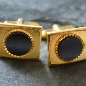 Vintage Manschettenknöpfe, Goldfarbene Manschettenknöpfe, Art Deco Manschettenknöpfe, Geometrische Manschettenknöpfe, Anzug Accessoires, Vintage Accessoires, Geschenke für Ihn