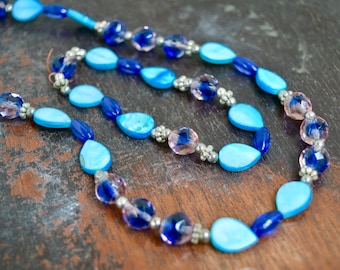 Juego de joyas, Collar de cuentas, Pulsera de cuentas, Collar azul, Pulsera azul, Pulsera, Collar, Joyería vintage, Regalos para ella