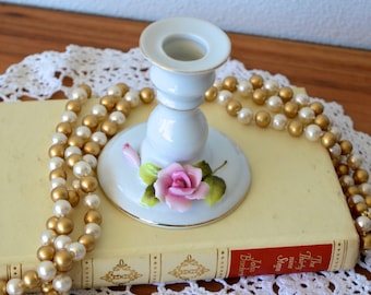 ヴィンテージキャンドルホルダー（花付き、陶器製） - Etsy 日本
