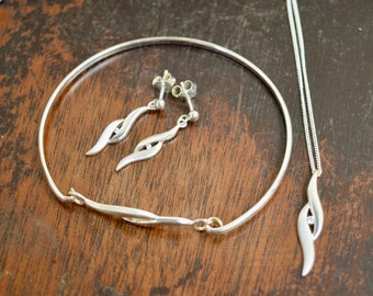 Jewellery Set, Sterling Silver Jewellery, Silver Necklace, Vintage Bracelet, Gifts for Women, Mothers Day Gift, Wedding Gift, Jewellery