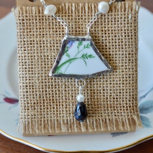 Vintage ketting, keramische ketting, porseleinen ketting, bloemen ketting, kralen ketting, China ketting, upcycled ketting, geschenken voor haar