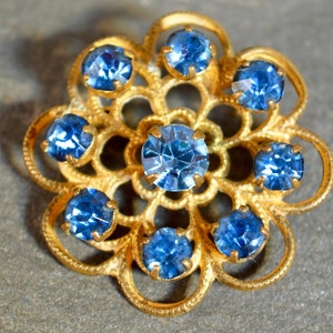 Vintage Brooch, Brooch Vintage, Brooch, Crystal Brooch, Blue Brooch, Flower Brooch, Snowflake Brooch, Christmas Brooch, Gifts for Her