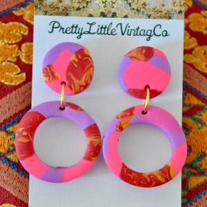Polymer Clay Earrings, Clay Earrings, Clay Jewellery, Clay Jewelry, Retro Earrings, Statement Earrings, LGBT Earrings, Vintage Earrings