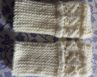Guêtres courtes tricotées, laine écrue