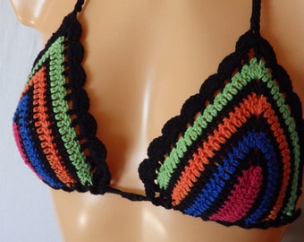 Swimsuit, crochet bikini, bright colors, bikini top, bikini bottom