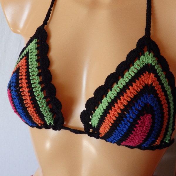 Maillot de bain, bikini au crochet, couleurs vives, haut de bikini, bas de bikini