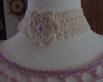 Crochet collier choker romantique ras de cou