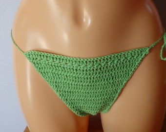 Bikini Bas au Crochet, coton stretch, couleur verte