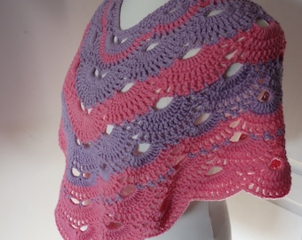 Poncho Mauve et Rose, au crochet