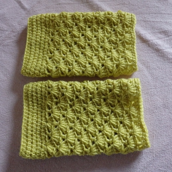 Mitaines crochetées jaune citron