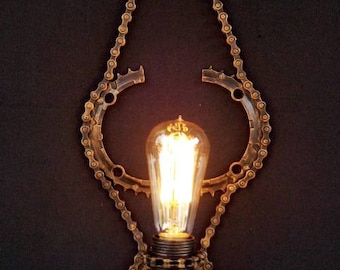 Steampunk lamp/ rustic lamp/ Sconce lamp/ chain lamp, Steampunk lighting, wall mounted lamp/ Bedside lamp,