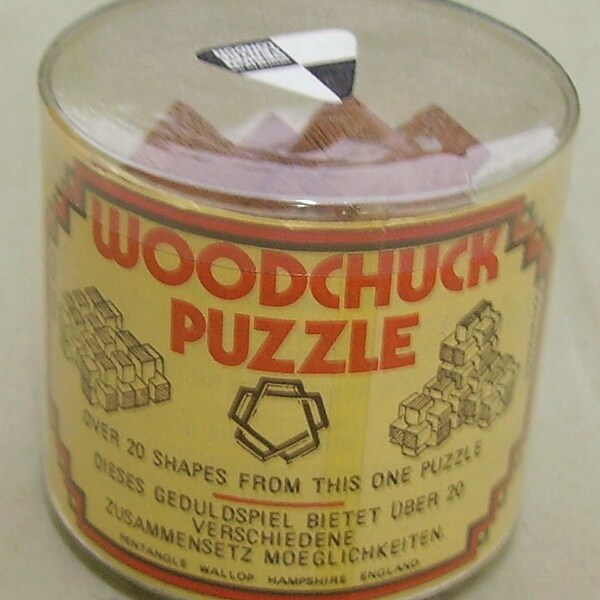 1970's Pentangle Puzzle Woodchuck Puzzle wooden burr puzzle in original packaging