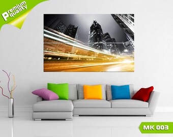 Canvas print art multi panel Night city Wall art print Home office decor