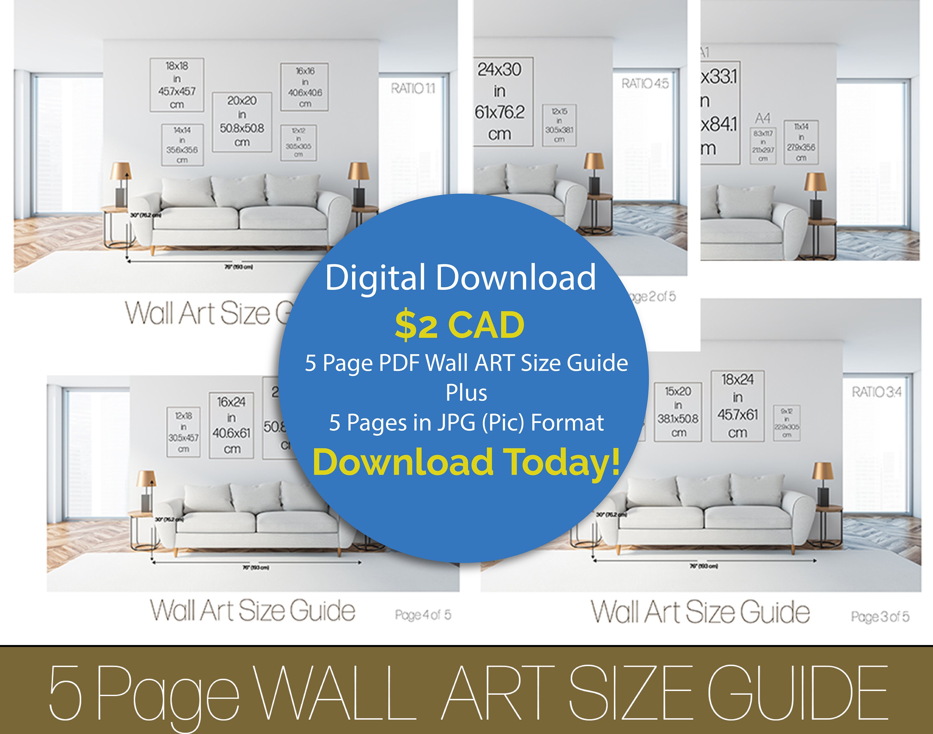 Wall Art Size Guide Frame Size Guide Print Size Guide - Etsy