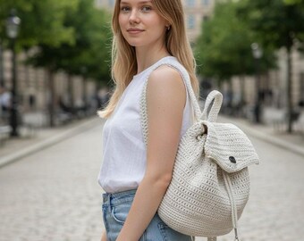Sac à dos beige en crochet | Édition limitée, fait main