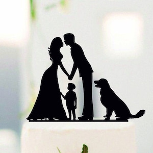 Famiglia matrimonio Torta Cappello a cilindro, sposa e sposo con le bambine, Torta Sagoma, coppia con figli Torta Cappello a cilindro