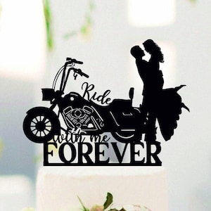 Couple on Harley Davidson, Ride with me forever, Harley Davidson Topper, Bride and Groom with motorbike, Biker Couple, Harley Davidson #244