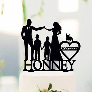 Famiglia Cake Topper Topper Di Nozze sposa e lo sposo con la bambina cake topper coppia con bambino Cake Topper con il cane