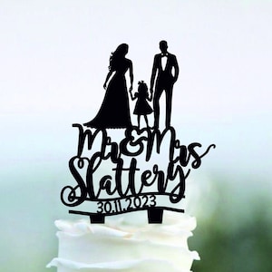 Famiglia Cake Topper Topper Di Nozze sposa e lo sposo con la bambina cake topper coppia con bambino Cake Topper con il cane