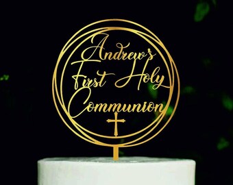 First Communion Cake Topper, Baptism Cake Topper, Personalized Christening Cake Topper, God bless cake topper, Name with Cross Topper #238