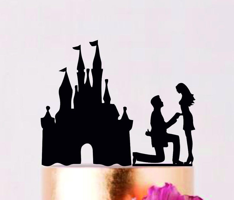Proposing At The Castle Wedding Cake Topper Custom Wedding Etsy