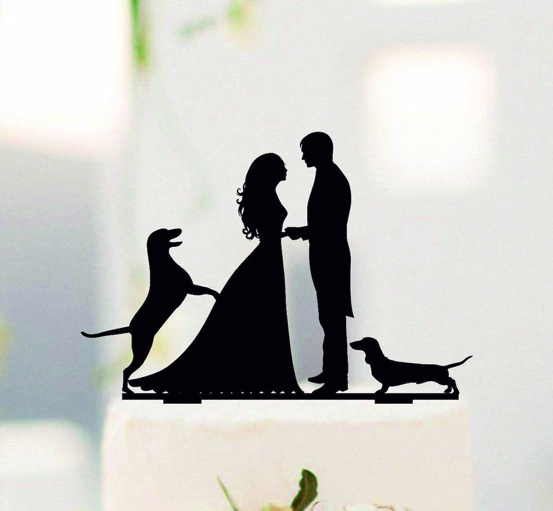 Couple Cake Topper With Dogs, Custom Wedding Topper With Dachshund Dog ...