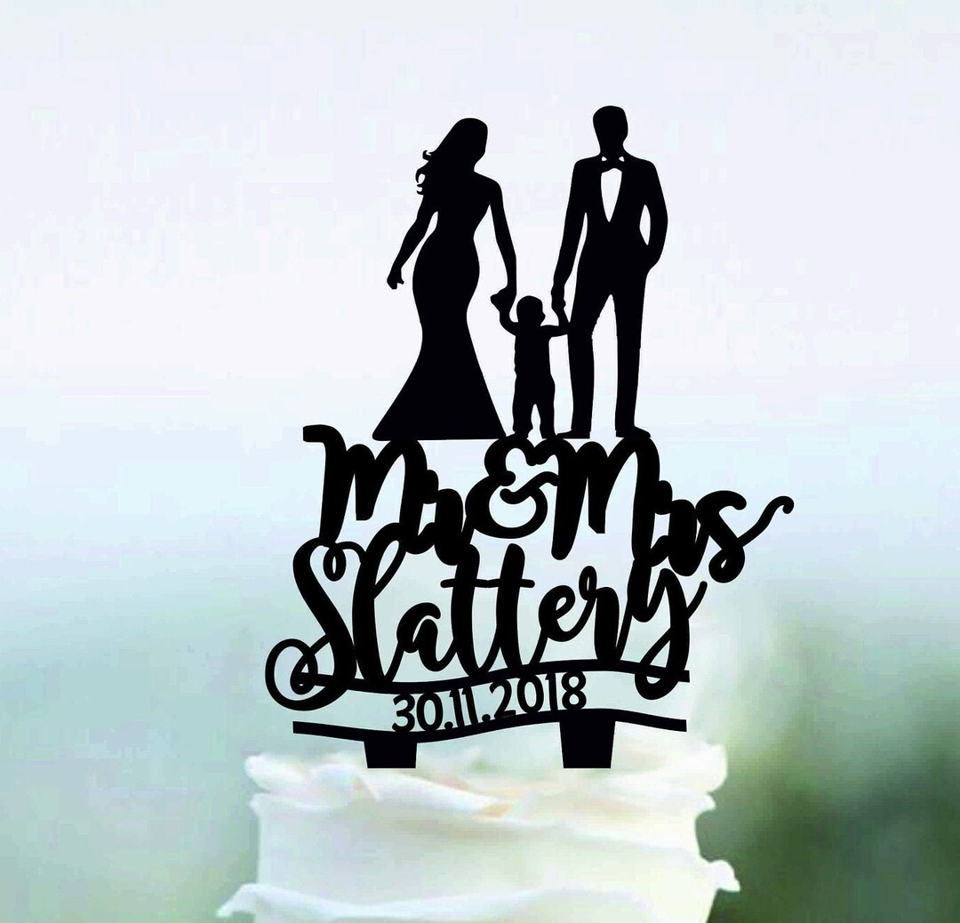 Wedding Family Cake Topper Bride and Groom With Little Boy - Etsy