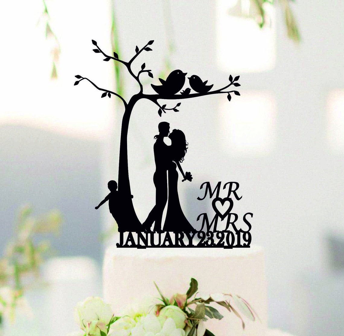 Under the Tree Wedding Cake Topper With Child Family Cake Etsy