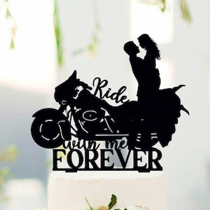 Ride with me forever, Couple on street glide bike, Motorcycle Topper, Bride and Groom with motorbike, Biker Couple, Dirt Bike #-233