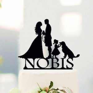 Famiglia Cake Topper Topper Di Nozze sposa e lo sposo con la bambina cake topper coppia con bambino Cake Topper con il cane