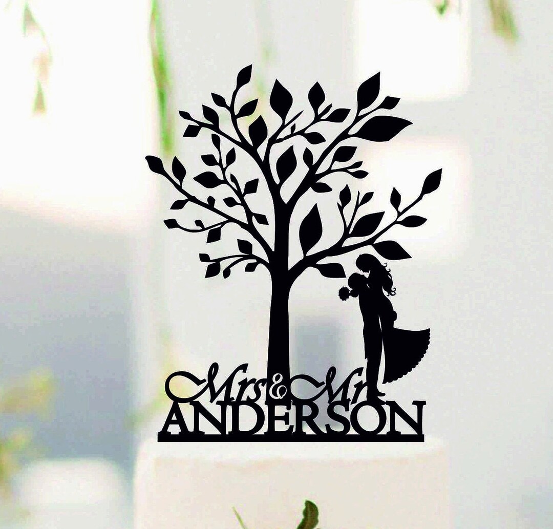 Wedding Cake Topper With Tree, Under the Tree Couple Cake Topper ...