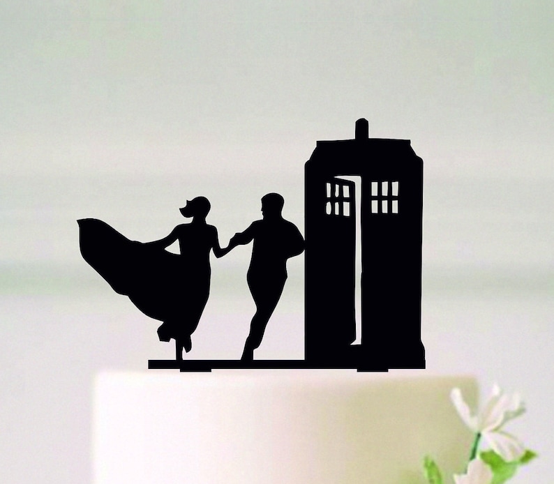 Couple topper124 Running to the Police Call Box Wedding