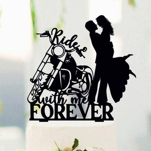 Ride with me forever, Couple on Harley Davidson, Harley Davidson Topper, Bride and Groom with motorbike, Biker Couple, Harley Davidson #229