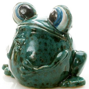 Googly Eyed Cool and Quirky Emerald Green Frog Ceramic Loving Frog ...