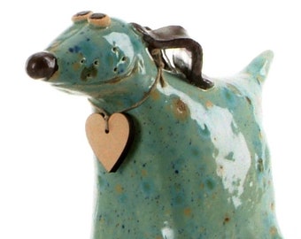 Turquoise Greyhound Statue Ceramic Gift for Dog Lovers