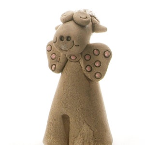 Natural Cute and Quirky Ceramic Sheep Ornament with a Large Bow Gift Packed