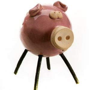 Happy Rounded Piglet Ceramic Ornament Home Decor in 2 Colour Ways