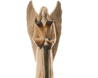 Large Hand Made Ceramic Sculptured Statue of Archangel Michael with Sword Mystical Statement Piece for Modern Homes, Home Deco