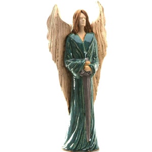 Large Ceramic Statue Archangel Michael with Sword Hand Made Statement Piece for Home Deco