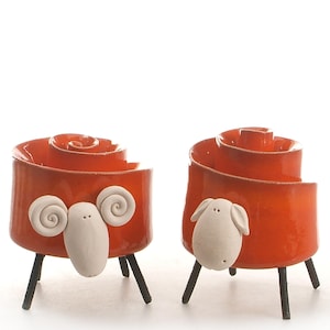 Mr & Mrs Scroll Twisted Sheep and Ram in Various Colours
