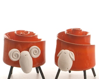 Mr & Mrs Scroll Twisted Sheep and Ram in Various Colours