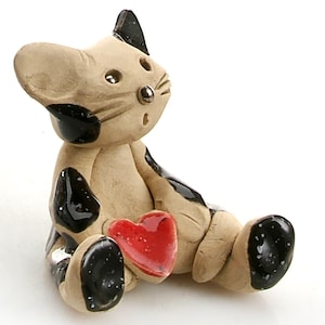 Gift for Cat Lovers Ginger and Black Cute Adorable Mini Cats with Red Heart Quirky Gift for Cat Lovers