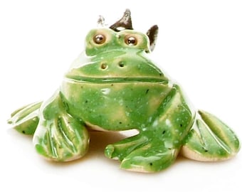 Small Green Frog with Silver Crown, Prince Frog