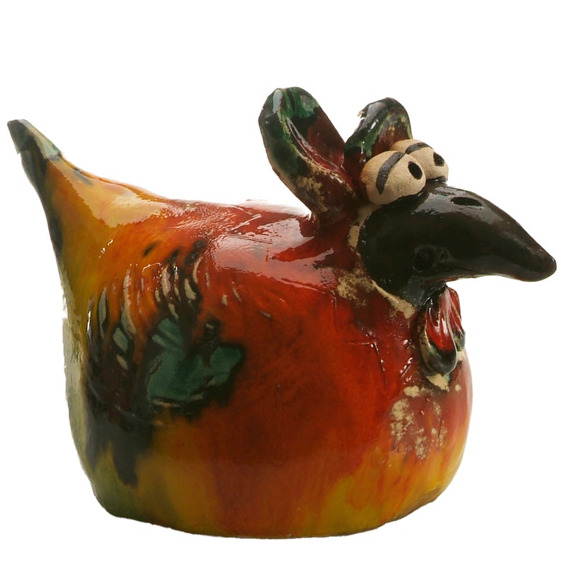 Stylized Pair of Chickens Farmhouse Home Decor in Multicolored Rainbow image 9