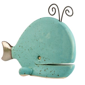 Contemporary Sea Whale Ceramic Ornament Minimalist Whale Statue | Mint Green