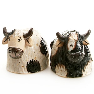 Ceramic White and Black Cow Quirky and Unique Gift or Home Decor Beautifully Hand Made Bespoke Ornament for Animal Lovers