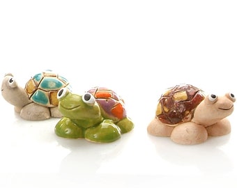 Set of 3 Mini Tortoises Packed in 3 Individual Gift Boxes Hand Sculptured by Anka Christof