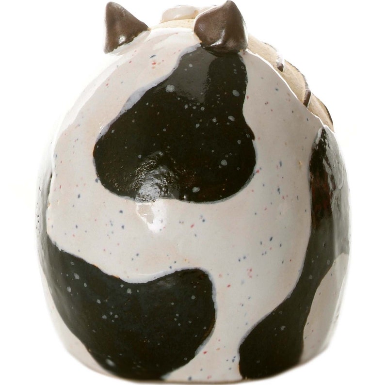 Funky Tabby Cat in Black and White Ceramic Hand Made Ornament for Cat Lovers